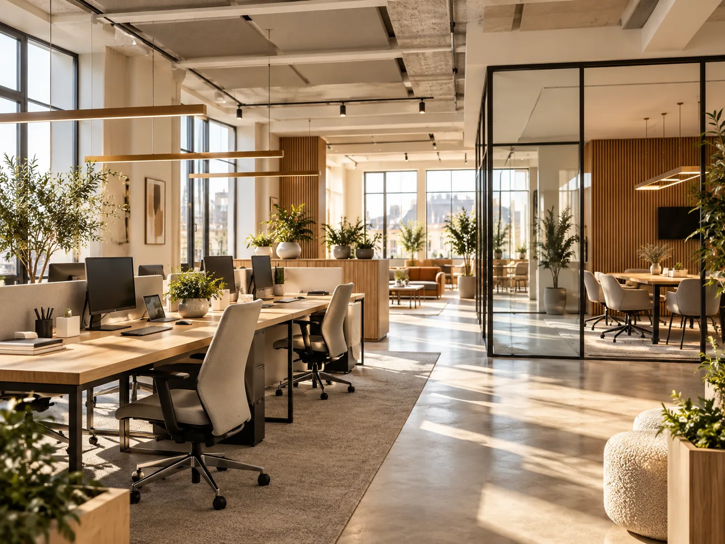 Bureaux partagés et espaces de travail rénovés
