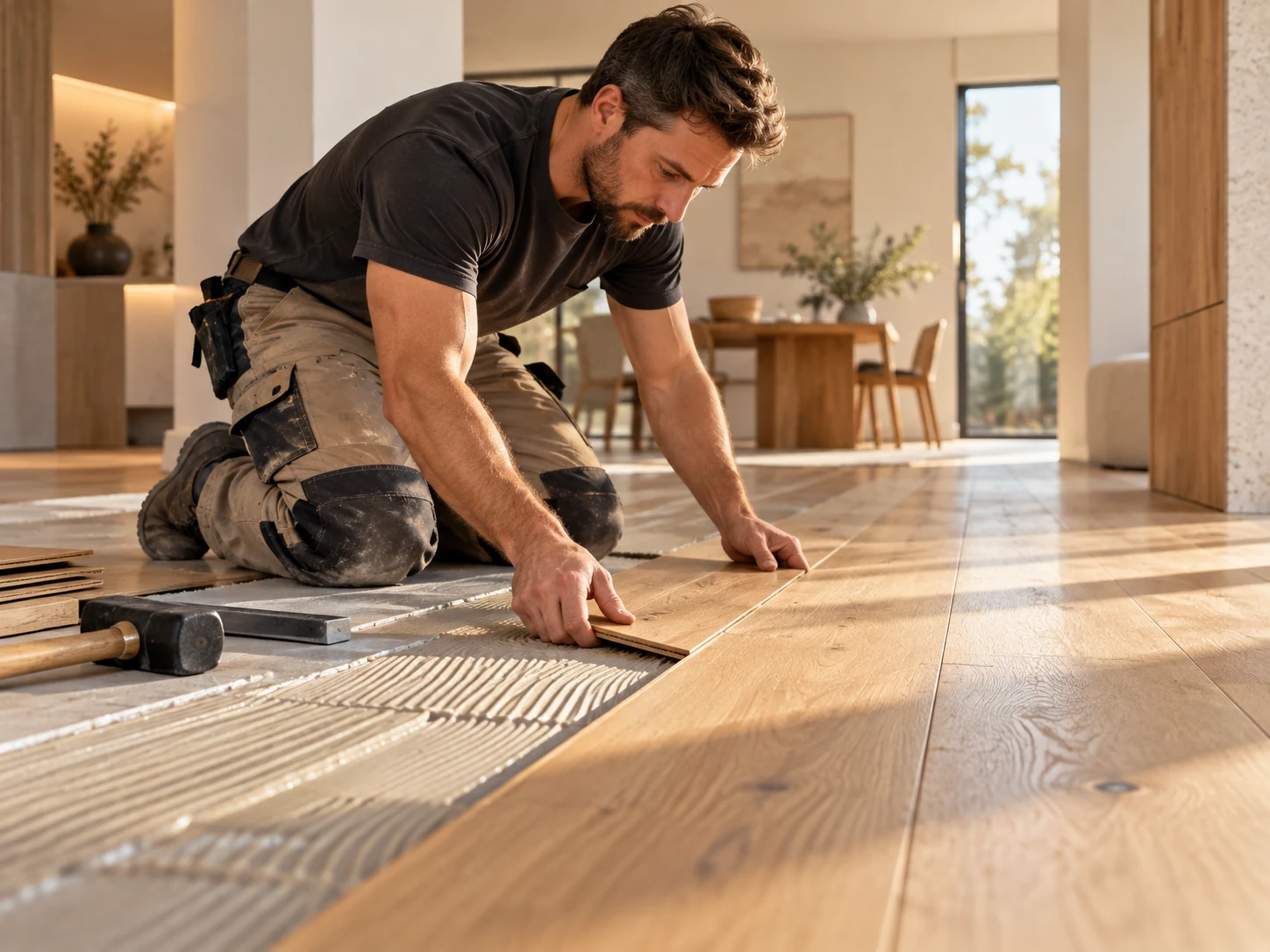 Pose de parquet dans une maison